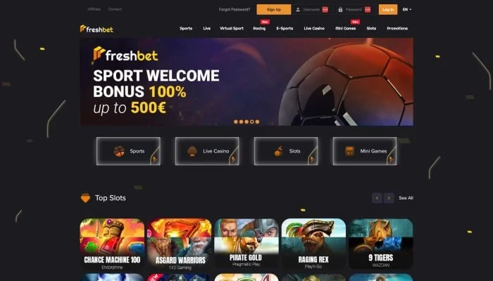 Freshbet homepage